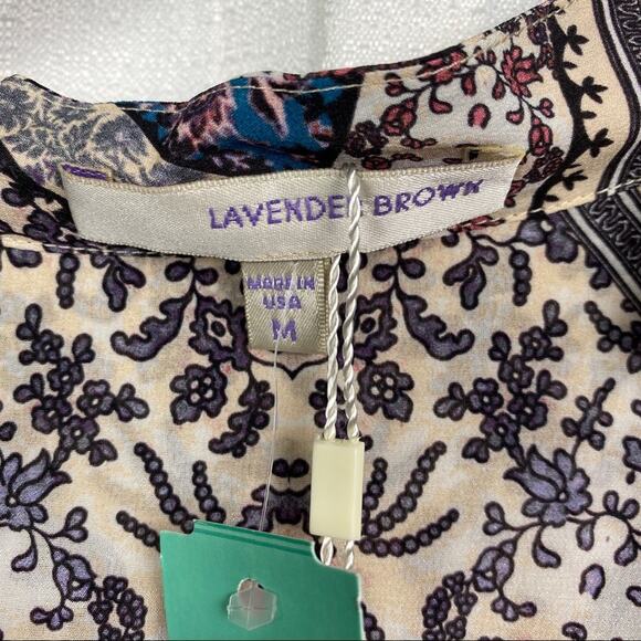 Stitch Fix Lavender Brown Burgundy Jenna Split Neck Silk Blouse Sz.M NWT - Picture 5 of 11